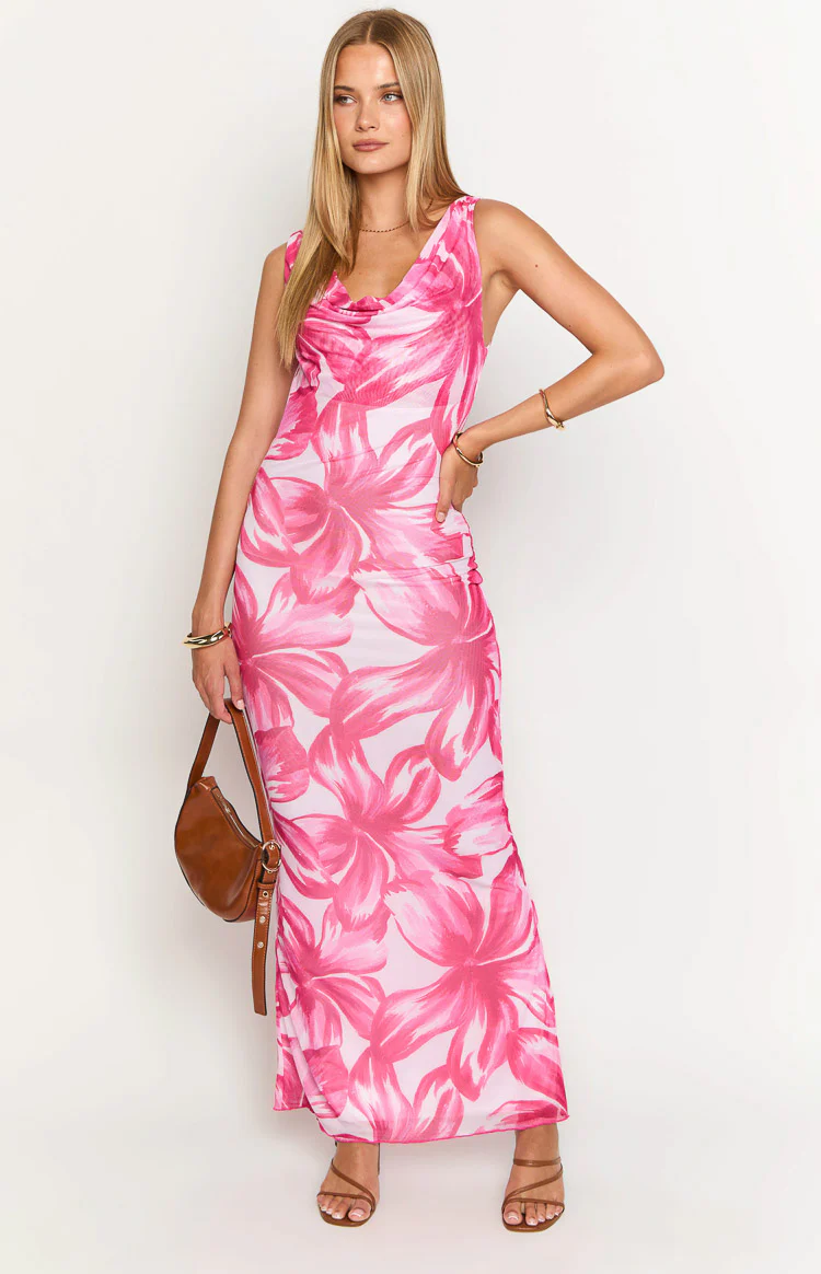 Blessings Pink Floral Maxi Dress - Image 3