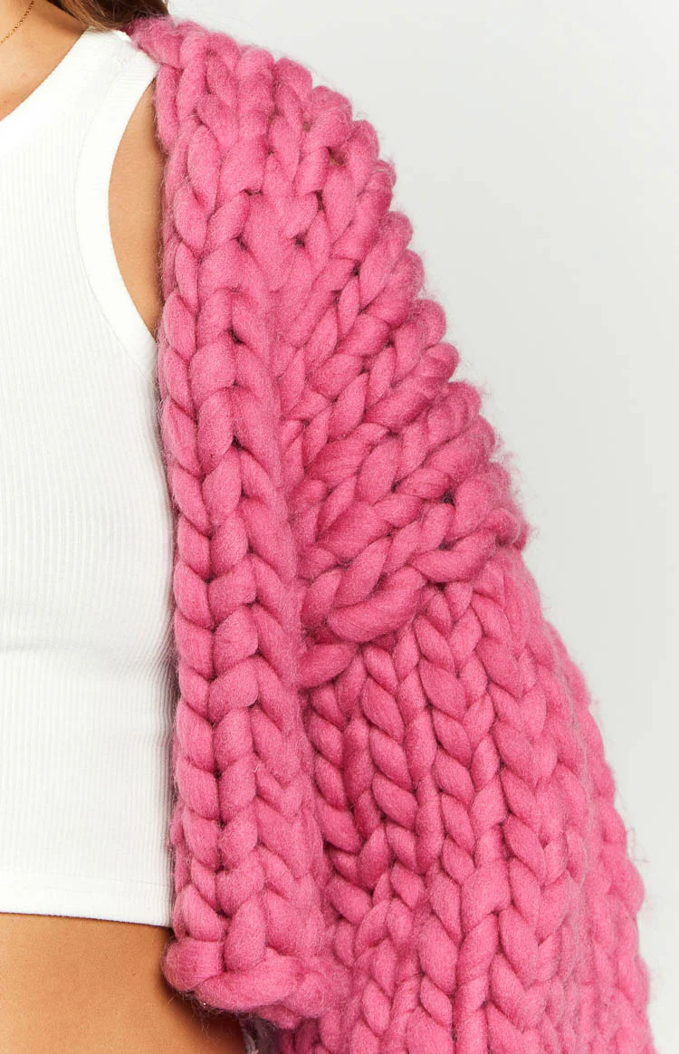 Blush Blossom Pink Knit Cardigan - Image 6