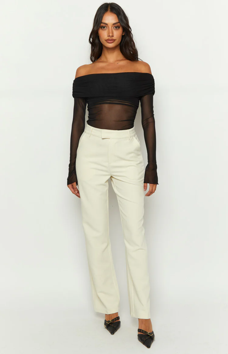 Cabo Cream Straight Leg High Waisted Tailored Pant - Image 3