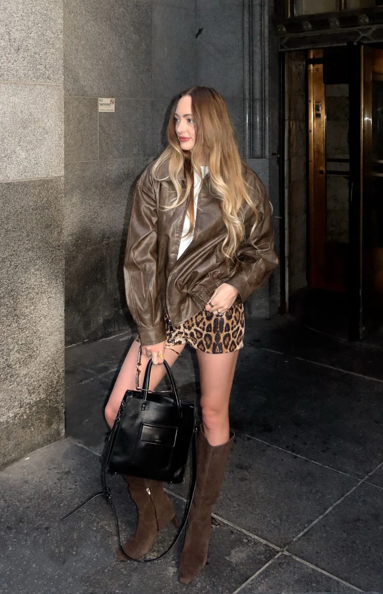 Abbi PU Vintage Brown Bomber Jacket - Image 28