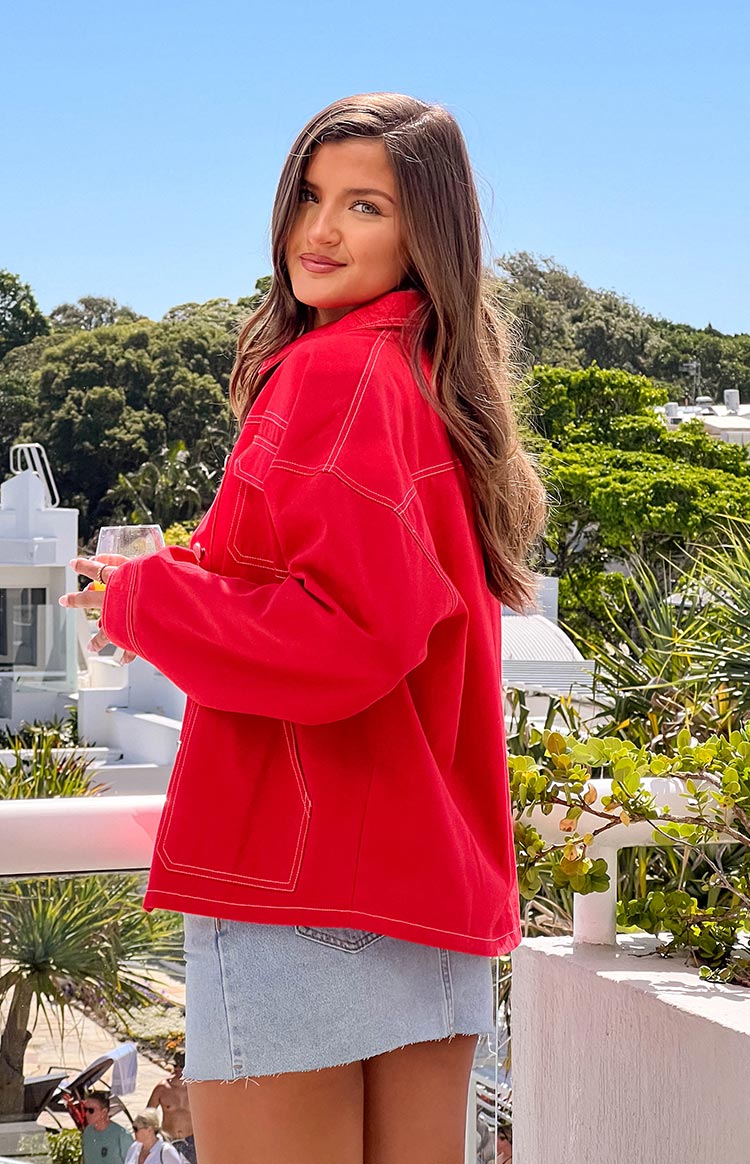 Callie Red Denim Jacket - Image 9