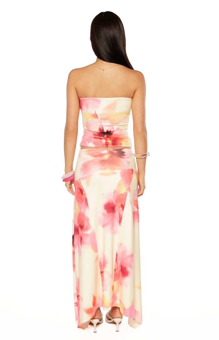 Candie Yellow and Pink Floral Print Tube Top - Image 10