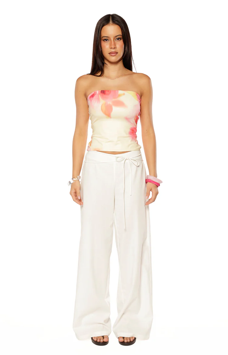 Candie Yellow and Pink Floral Print Tube Top - Image 13