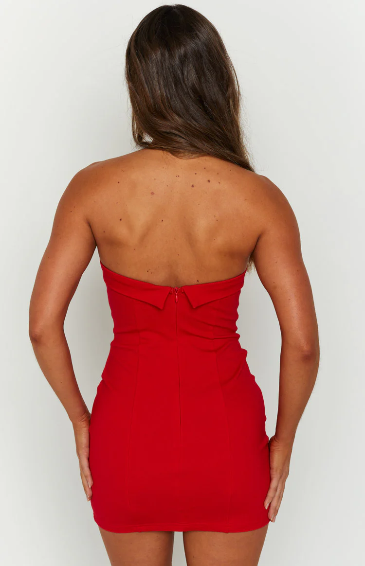Carminia Red Mini Dress - Image 12