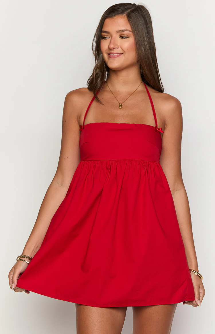 Carter Red Halter Mini Dress - Image 2
