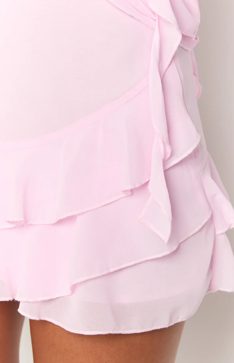 Caspian Pink Chiffon Mini Skirt - Image 7