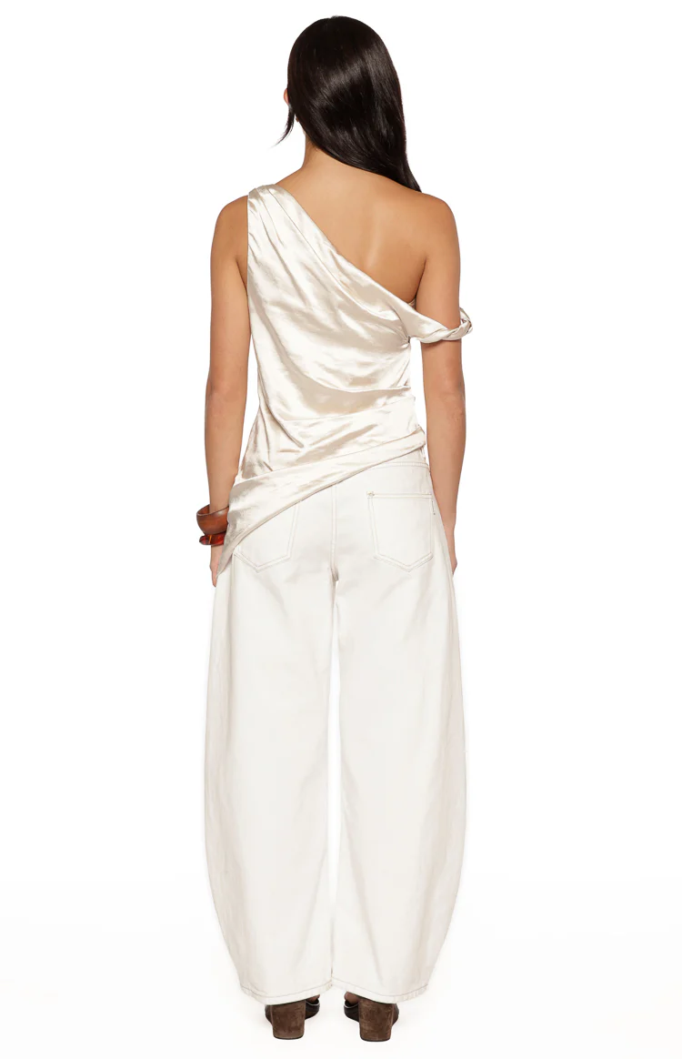 Celine Cream Satin Asymmetric Top - Image 6