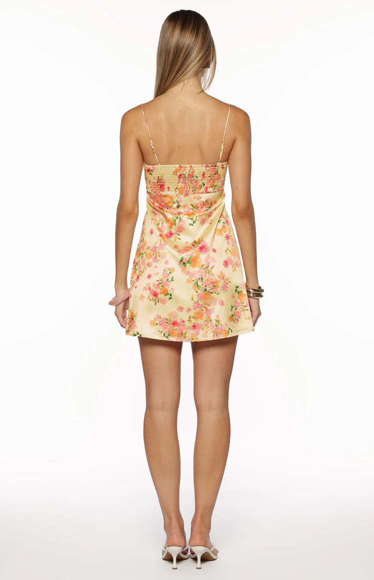 Chantell Yellow Bloom Mini Dress - Image 5
