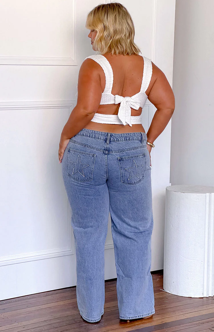 Clara Star Mid Wash Denim Low Rise Jeans - Image 11