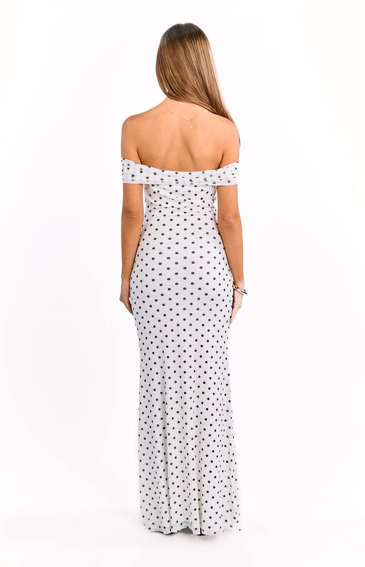 Cole White Polka Mesh Maxi Dress - Image 13