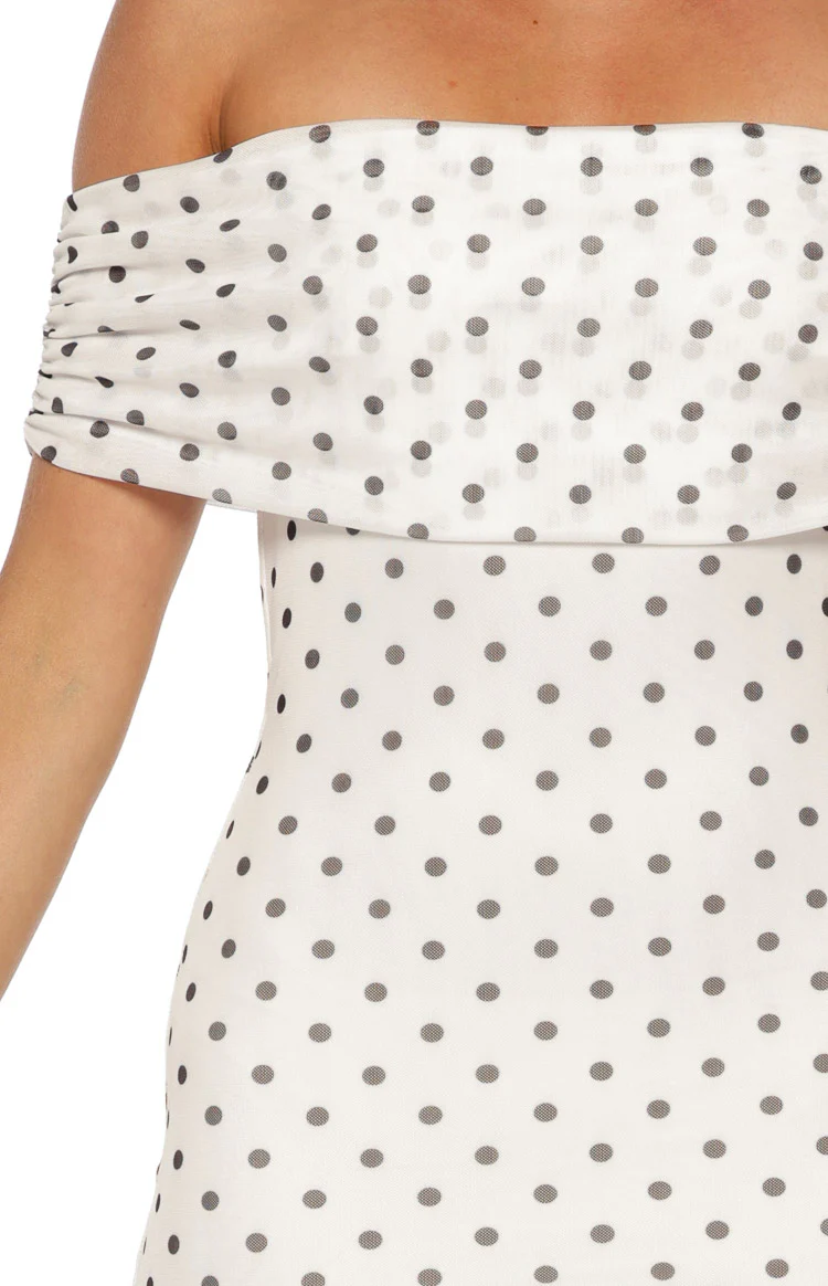 Cole White Polka Mesh Maxi Dress - Image 6