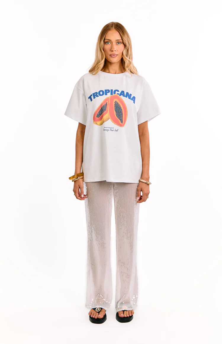 Cordelia White Sequin Wide Leg Pants - Image 7