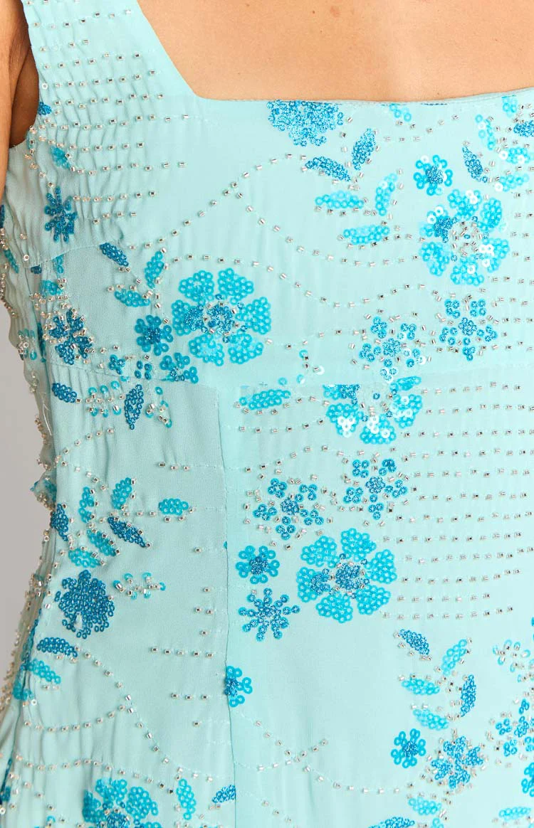 Curren Blue Beaded Mini Dress - Image 6