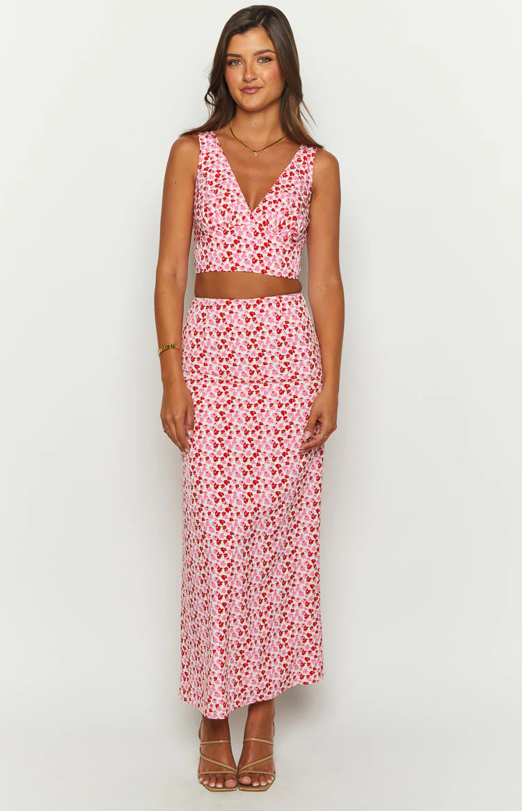 Dahlia Pink And Red Speckled Crop Top - Image 3