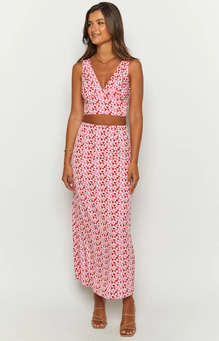 Dahlia Pink And Red Speckled Crop Top - Image 4