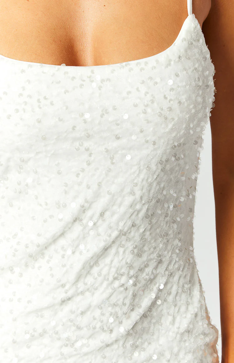 Dallas White Sequin Mini Dress - Image 6