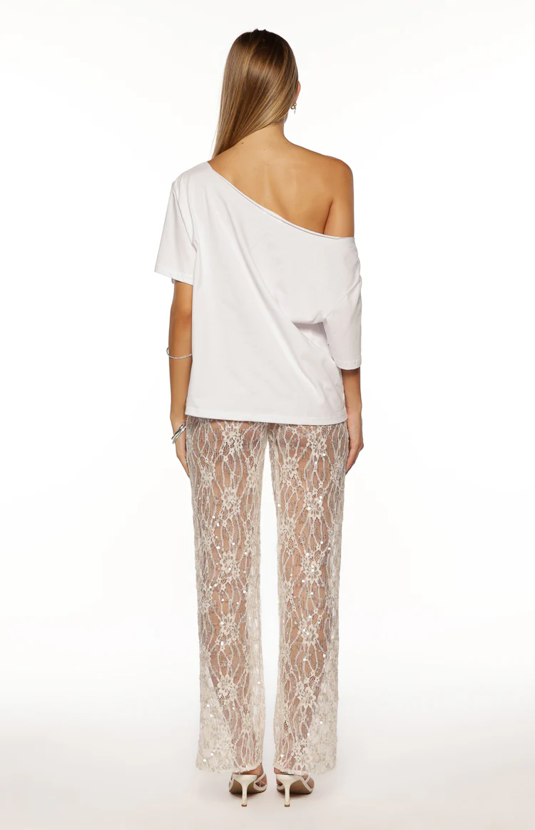 Dani White Sequin Lace Sheer Pants - Image 10