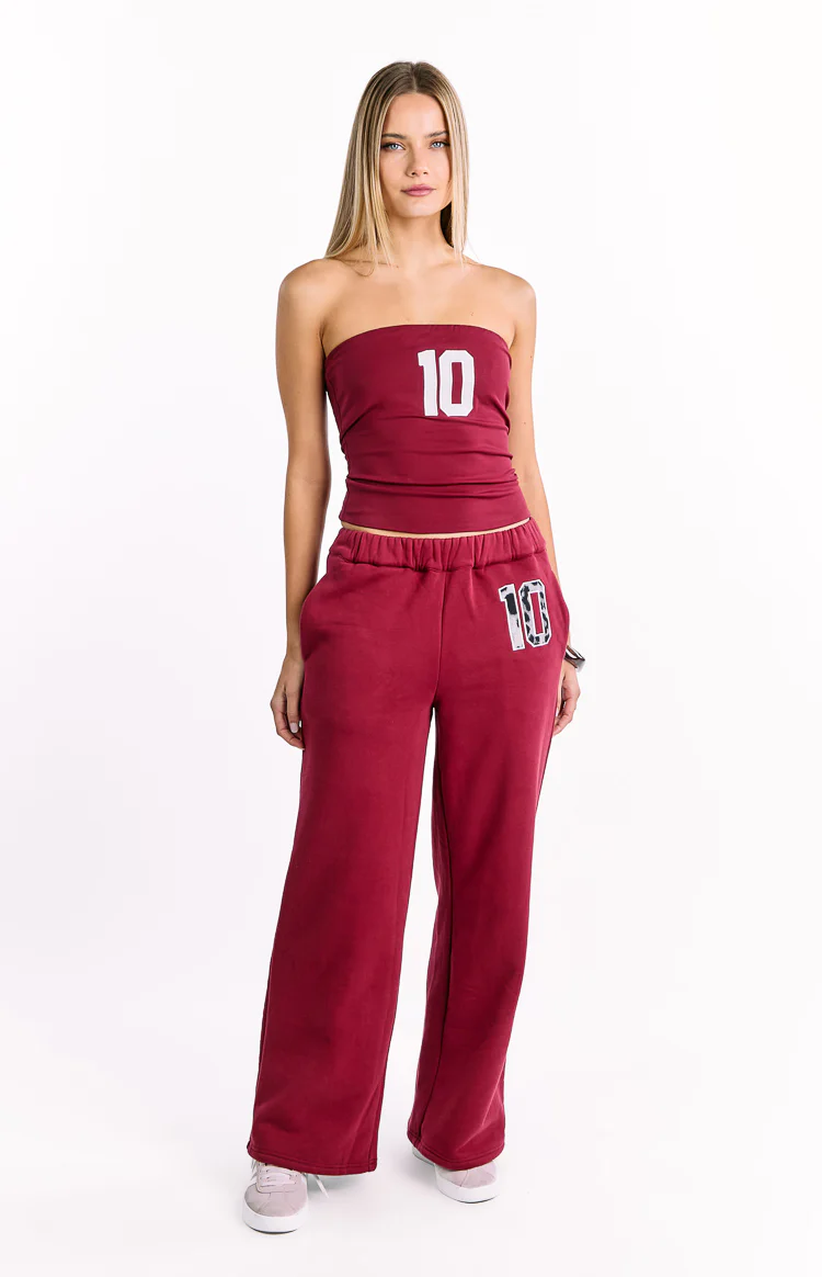 Dania Burgundy Leopard Star Track Pants - Image 3