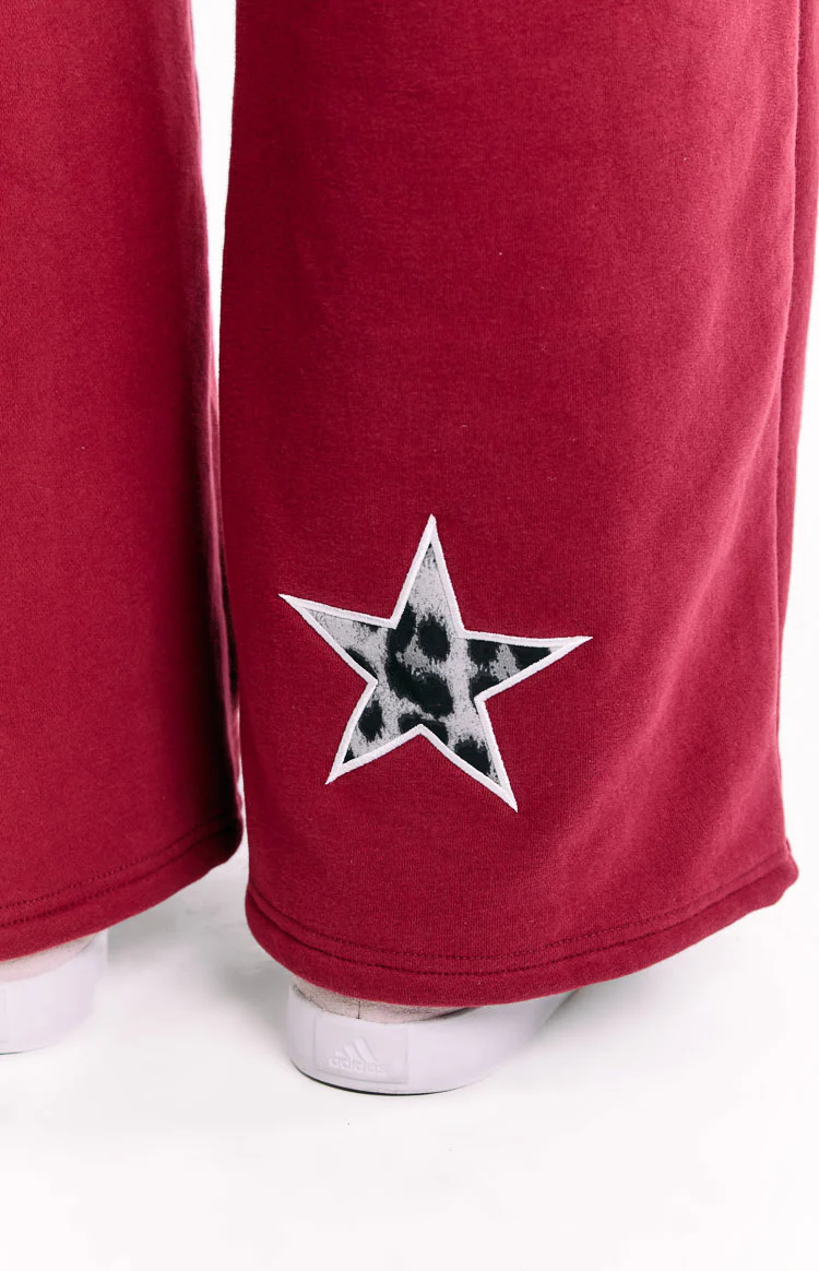 Dania Burgundy Leopard Star Track Pants - Image 7