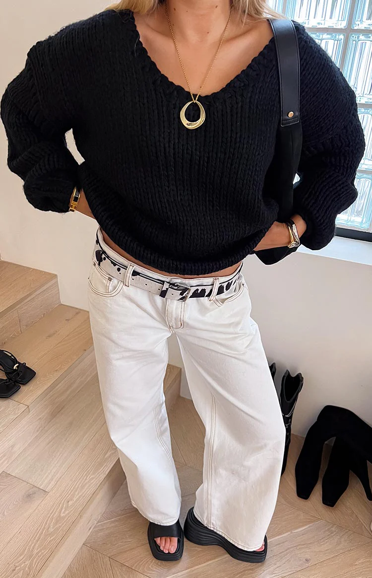 Delvey Black Chunky Knit Sweater - Image 22