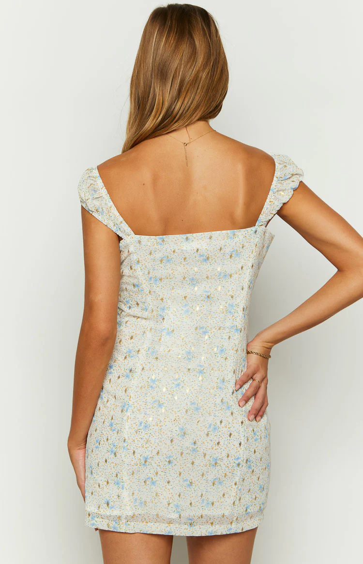 Demi Blue Floral Mini Dress - Image 5