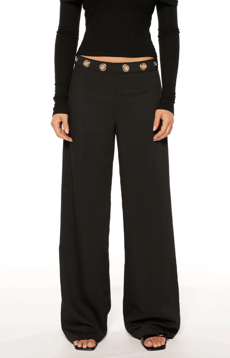 Devotion Black Eyelet Straight Leg Pants - Image 2