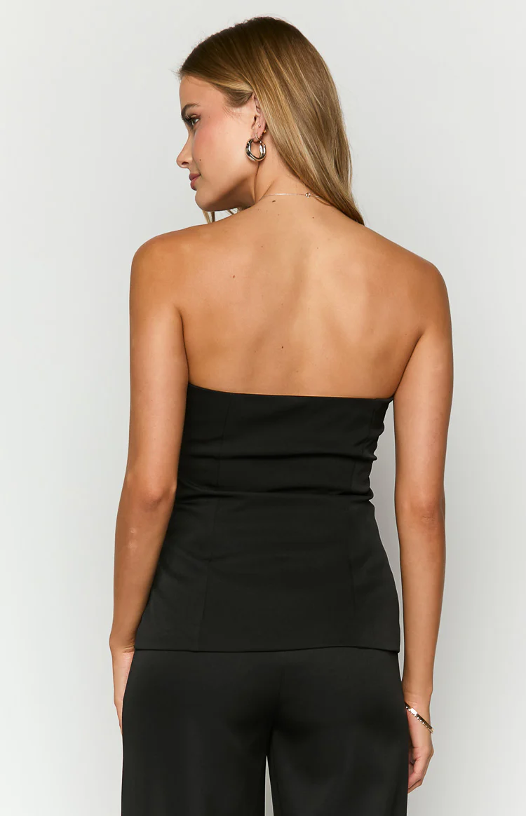 Dien Black Strapless Button Up Top - Image 5
