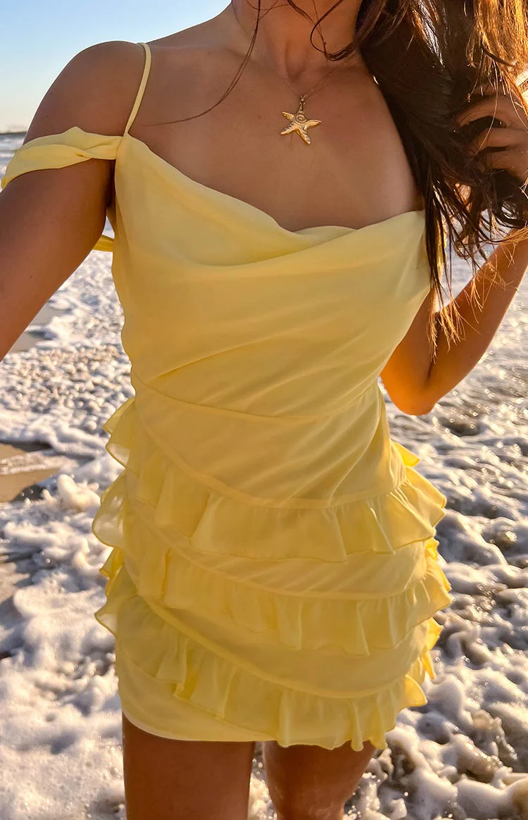 Earle Yellow Mini Dress - Image 9
