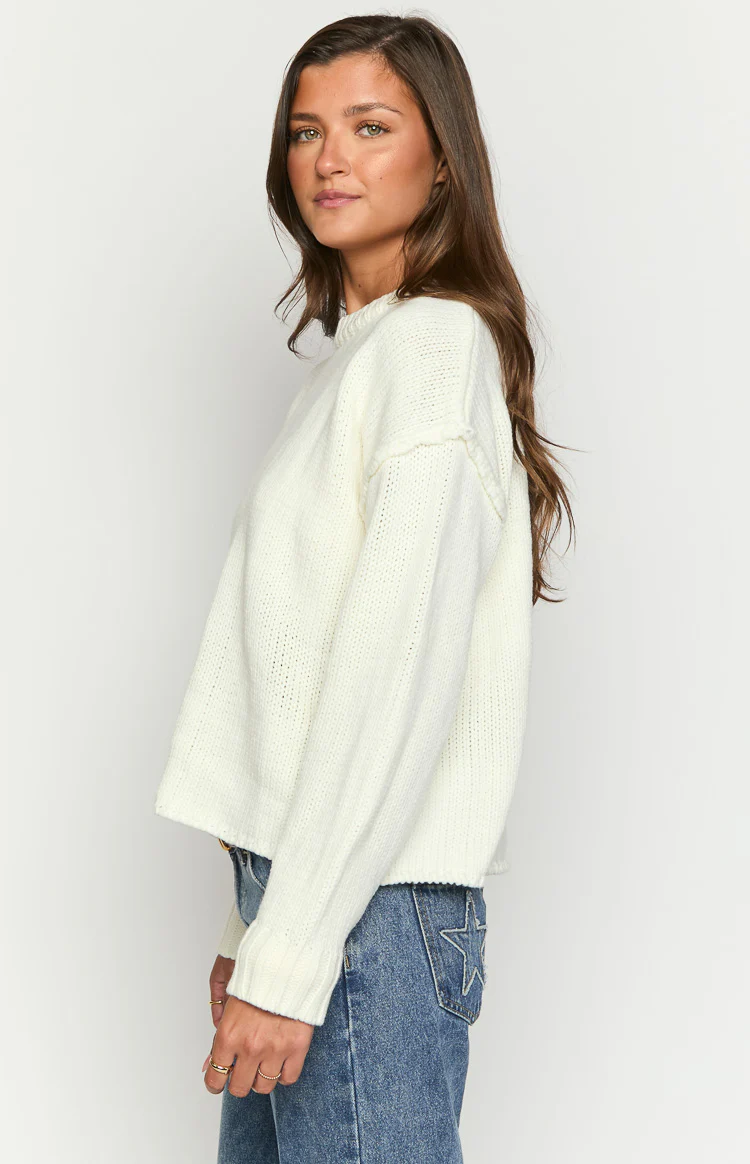 Edwina Cream Raw Edge Knit Sweater - Image 4