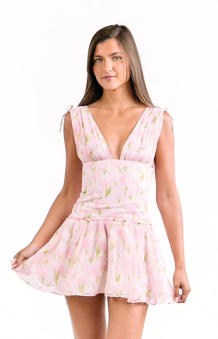 Effie Pink Floral Mini Dress - Image 2