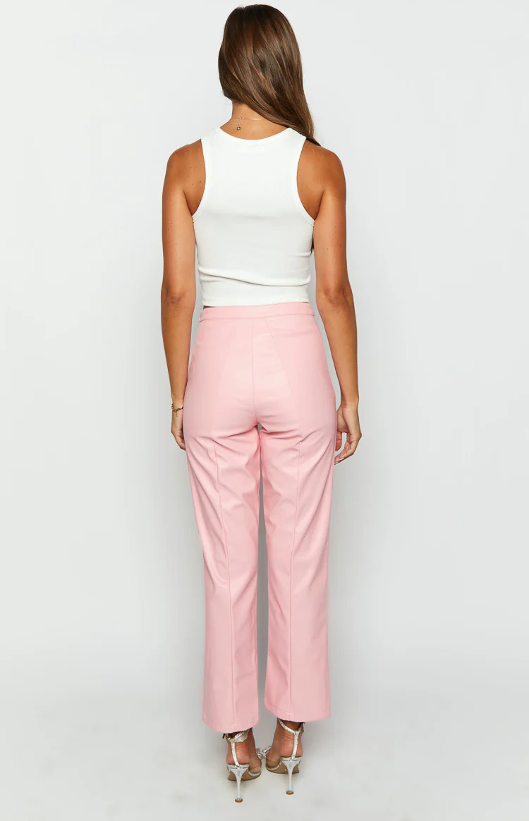Elevate Pink PU Leather Pants - Image 5
