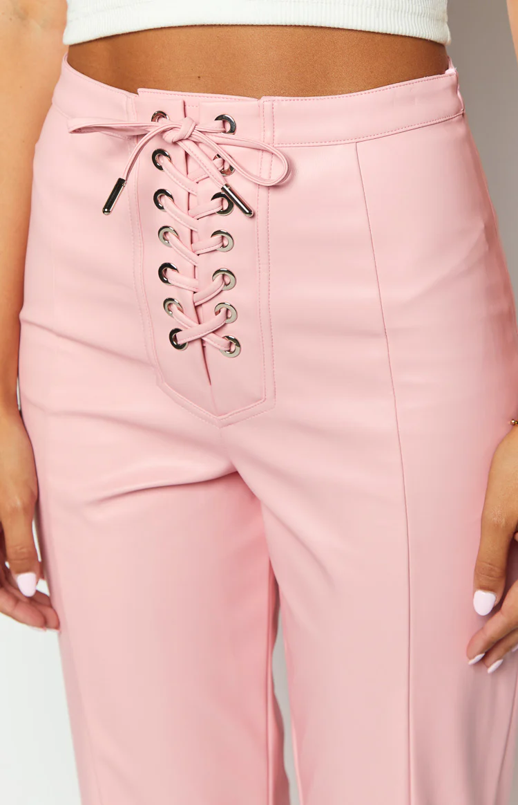 Elevate Pink PU Leather Pants - Image 6