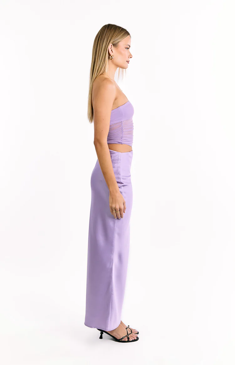 Elinor Lilac Satin Maxi Dress - Image 3