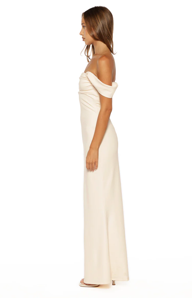 Ella Cream Crepe Formal Maxi Dress - Image 3