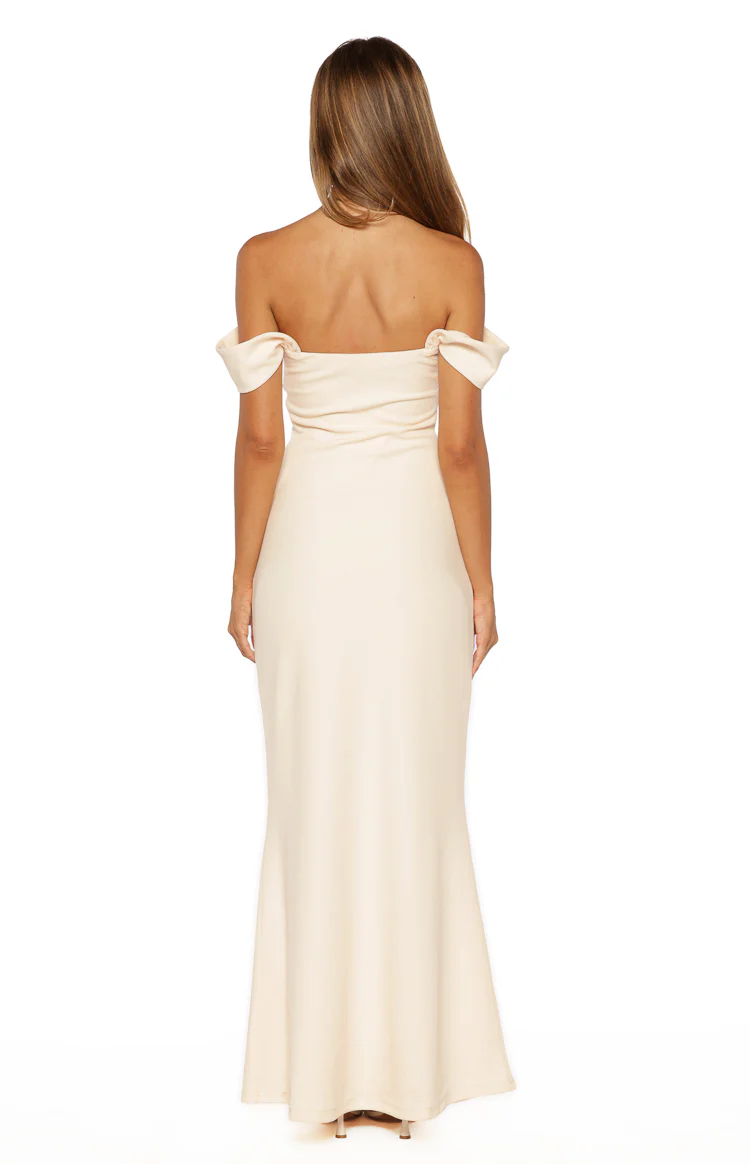 Ella Cream Crepe Formal Maxi Dress - Image 4