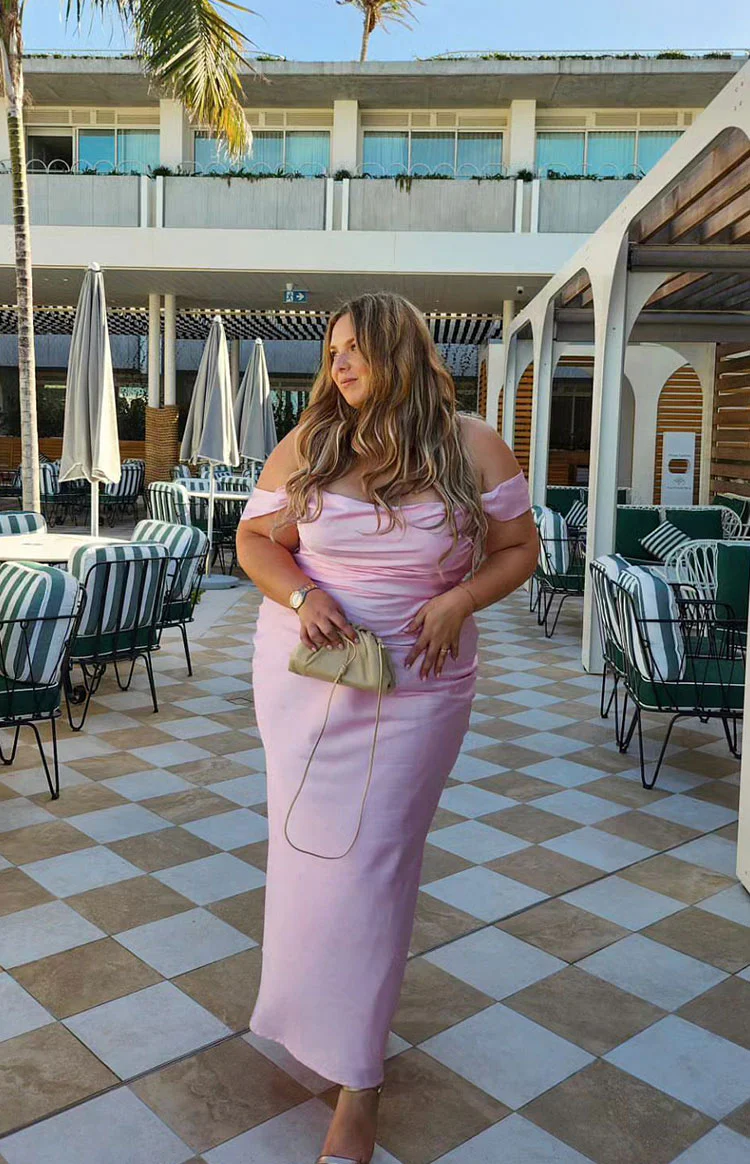Ella Light Pink Off Shoulder Formal Maxi Dress - Image 15