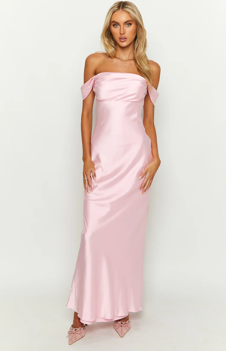 Ella Light Pink Off Shoulder Formal Maxi Dress - Image 16