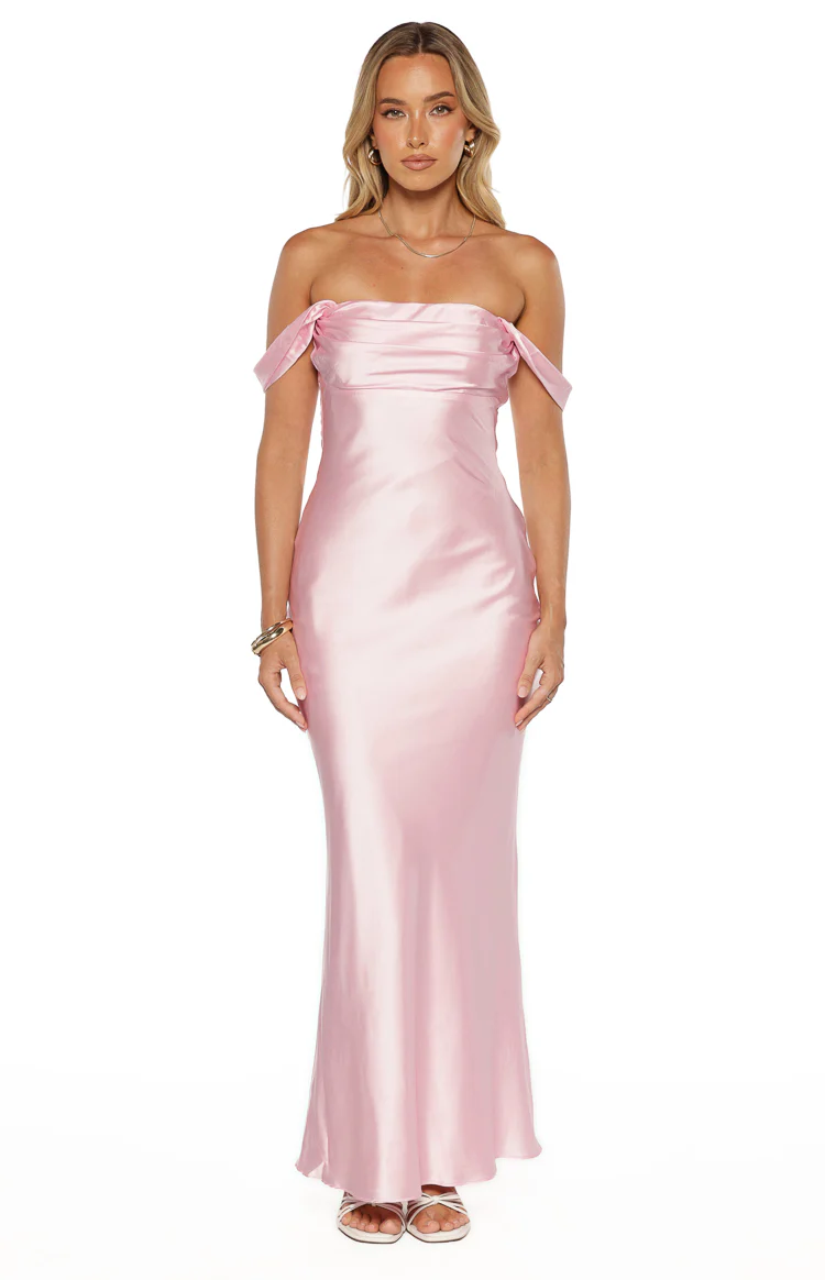 Ella Light Pink Off Shoulder Formal Maxi Dress - Image 5