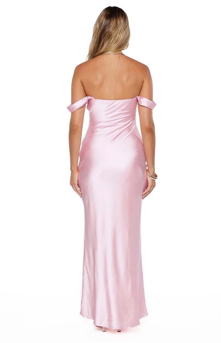 Ella Light Pink Off Shoulder Formal Maxi Dress - Image 7