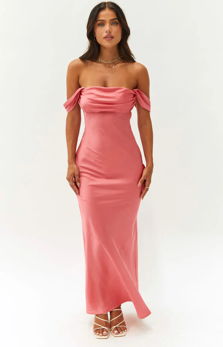 Ella Pink Off Shoulder Formal Dress - Image 17