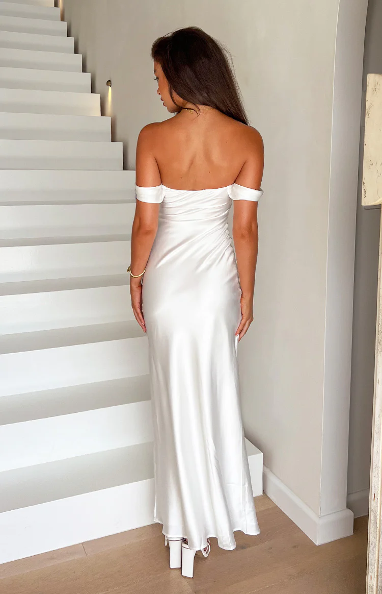 Ella White Off Shoulder Formal Dress - Image 11