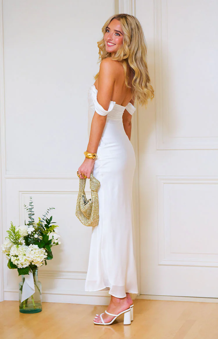 Ella White Off Shoulder Formal Dress - Image 5