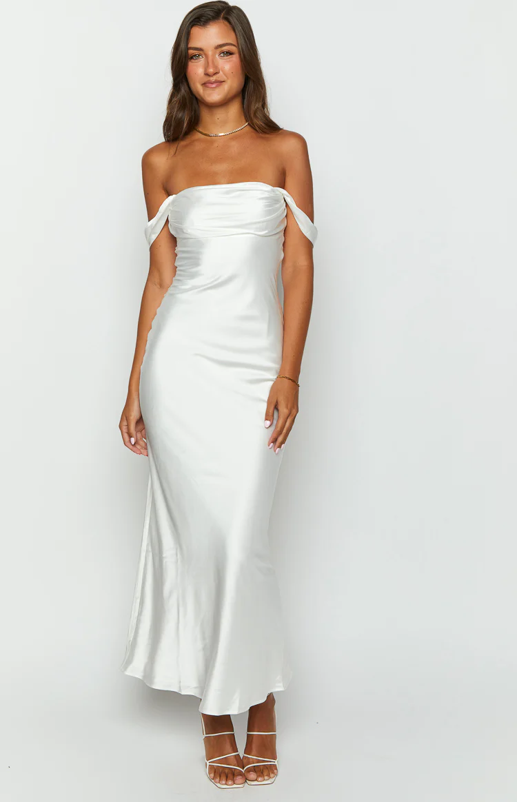 Ella White Off Shoulder Formal Dress - Image 6