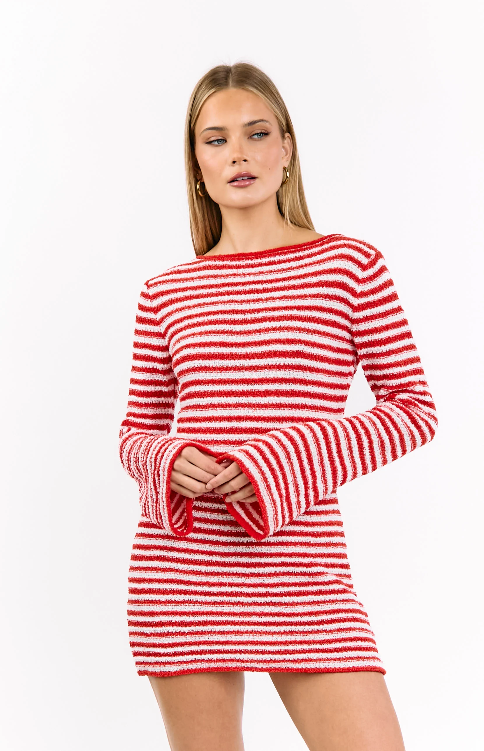 Elmer Red Stripe Long Sleeve Knit Mini Dress - Image 2