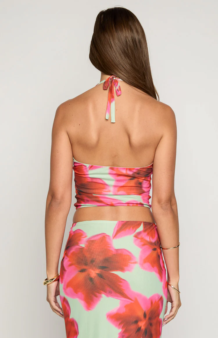 Elsa Green Floral Halter Top - Image 5