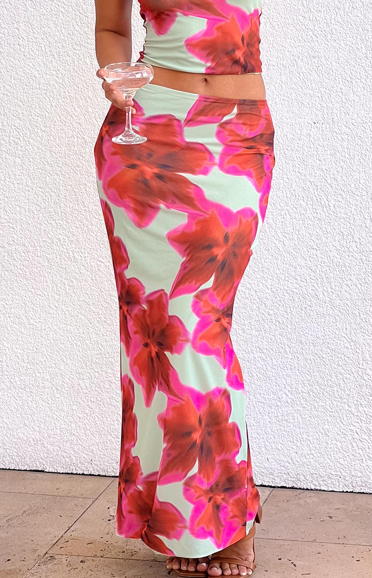 Elsa Green Floral Maxi Skirt - Image 2