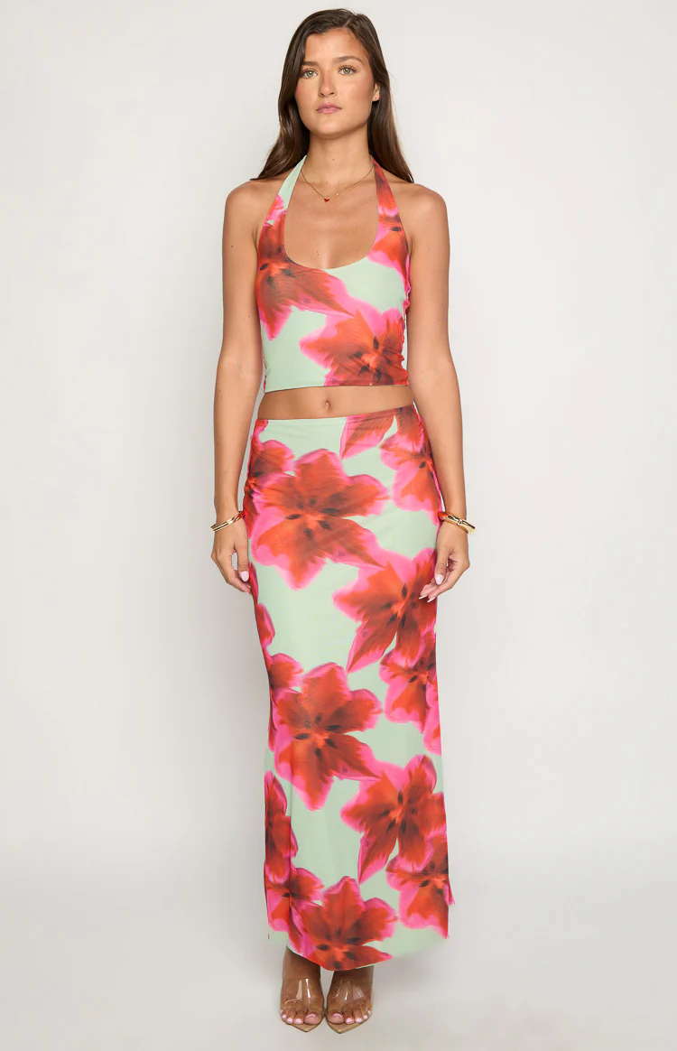 Elsa Green Floral Maxi Skirt - Image 3