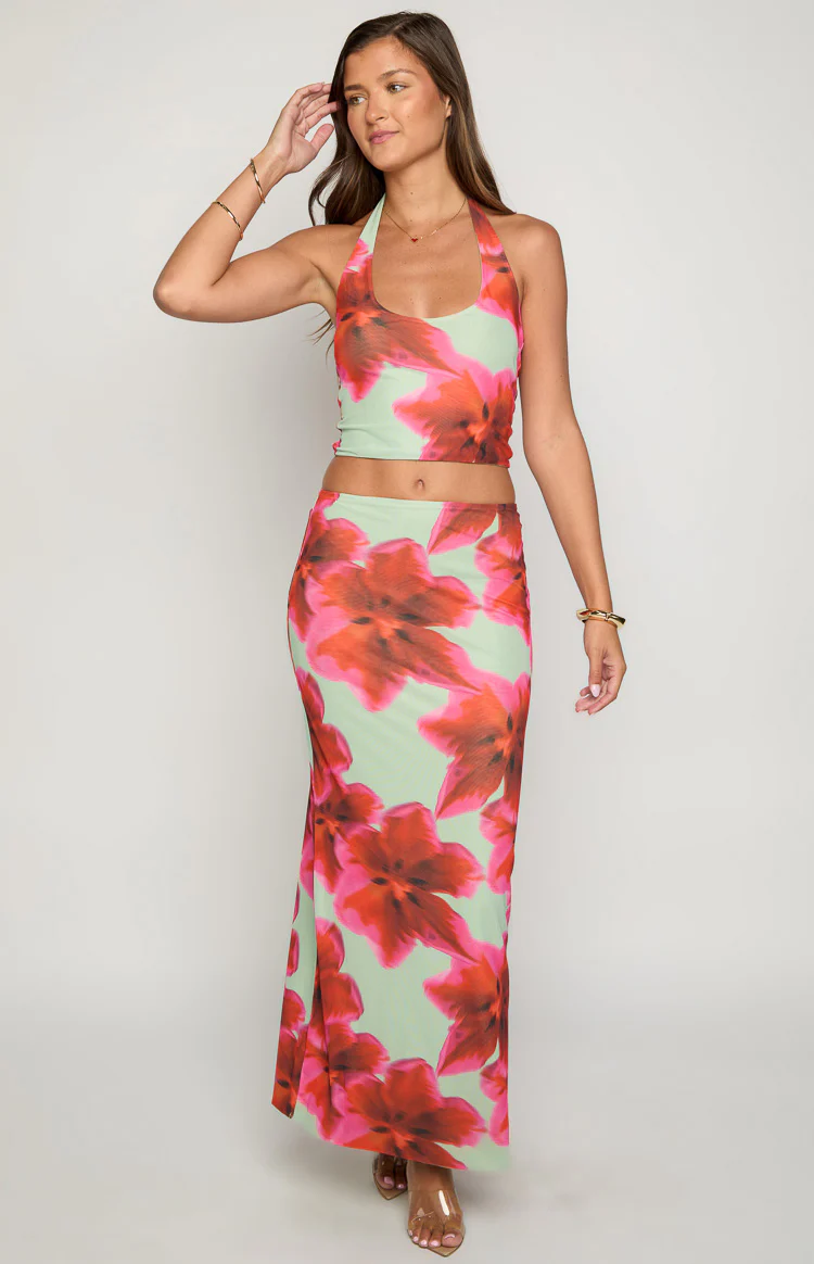 Elsa Green Floral Maxi Skirt - Image 4