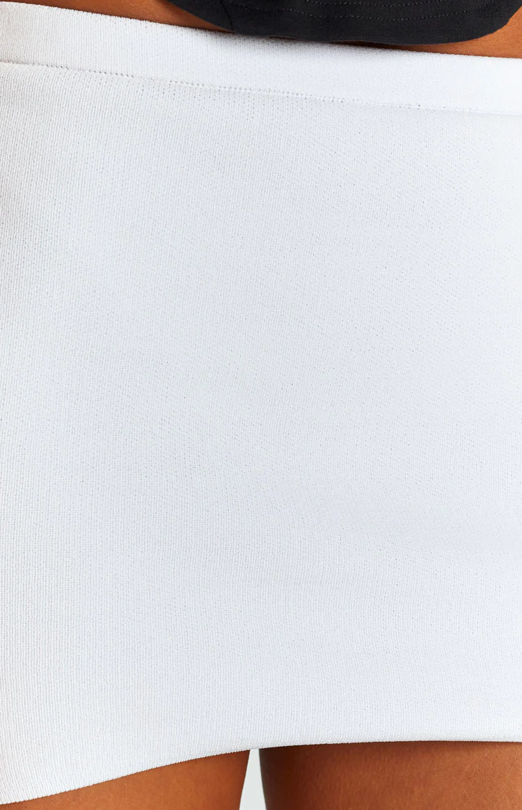 Elva White Knit Mini Skirt - Image 10