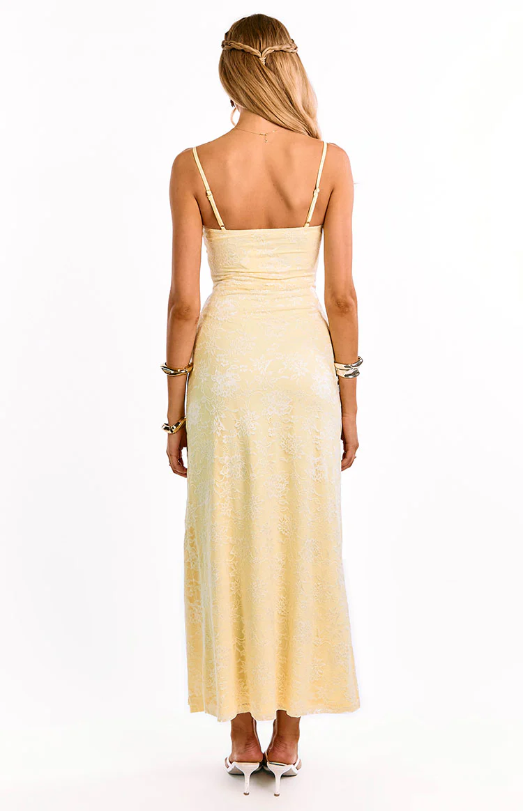 Ely Yellow Lace Maxi Formal Dress - Image 4